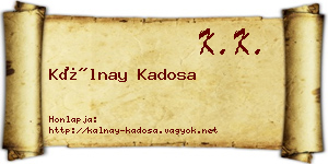 Kálnay Kadosa névjegykártya